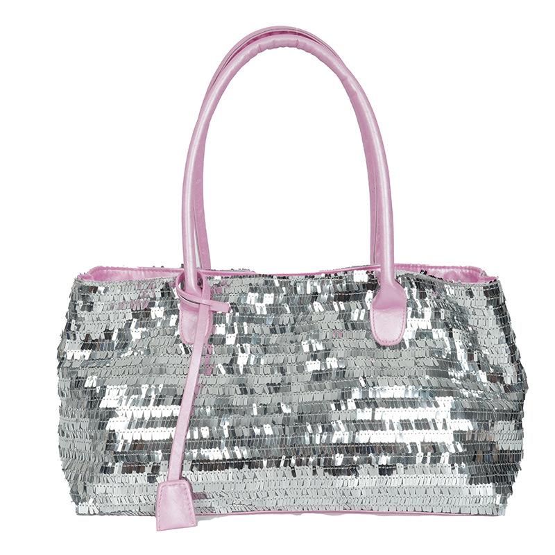 New silver sequined hand bag, personalized armpit bag, Spice Girl shoulder bag, tote bag.