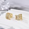 Fashion Layered C Shape Ear Clip Earrings Woman Cartilage Fake Piercings Ear Cuff Zircon Geometric Jewelry Gold Silver Color