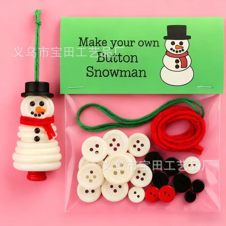 Zestaw do tworzenia ozdoby bałwana z guzików DIY Zabawny zestaw do tworzenia świątecznych dekoracji z guzików