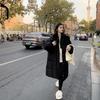 Long Down Cotton-padded Clothes for Women's Winter New Elegant Hooded Thickened Over the Knee Small Cotton-padded Coat for Women