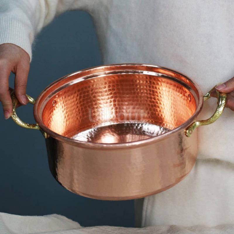 Pure Handmade Purple Copper Pot Original Red Copper Small Hot Pot Soup Pot Japanese Stewing Outdoor Various Sizes and Capacities