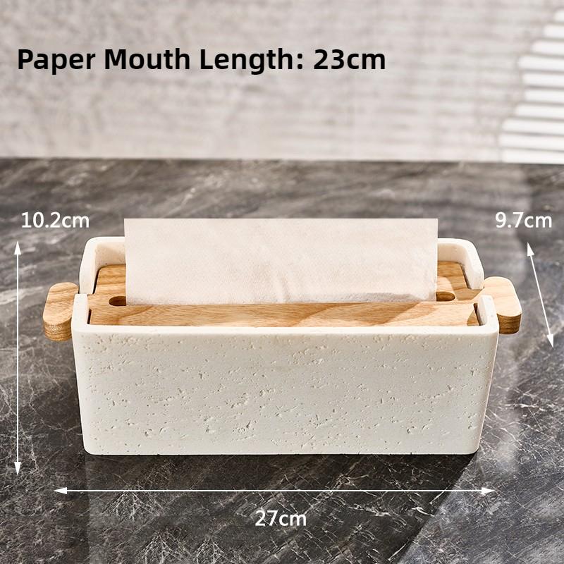 Stone Tissue Box Luxury Tissue Organizer Case Aesthetic Rectangular Napkin Cases Pull Out Napkin Storage Boxes Table Accessories