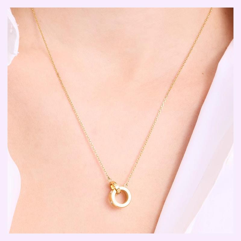Kate Spade Micro Logo Details Stainless Steel Necklace Women's Gold KK403