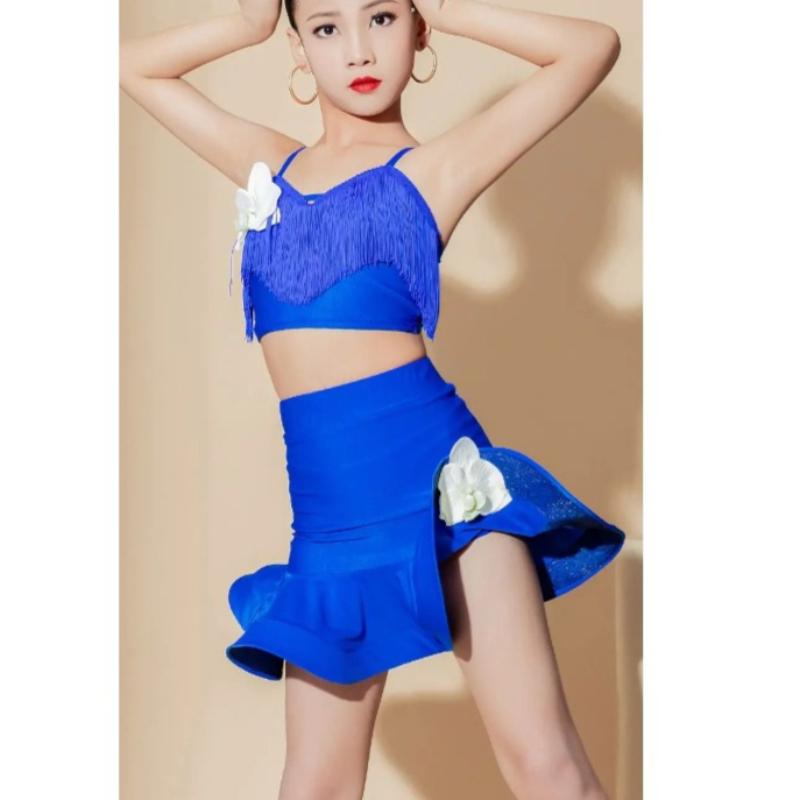 Kids Fringe Rumba Latin Dance Dress Girls Tassel Tango Salsa Samba Ballroom Latin Dance Costumes Children Stage Outfits Costume
