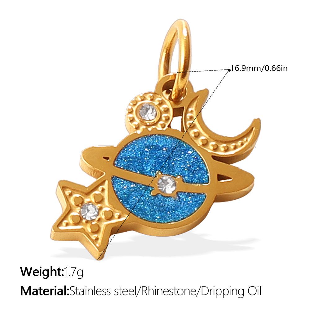 Stainless Steel Moon & Planet Necklace Pendant Bracelet Set for Women
