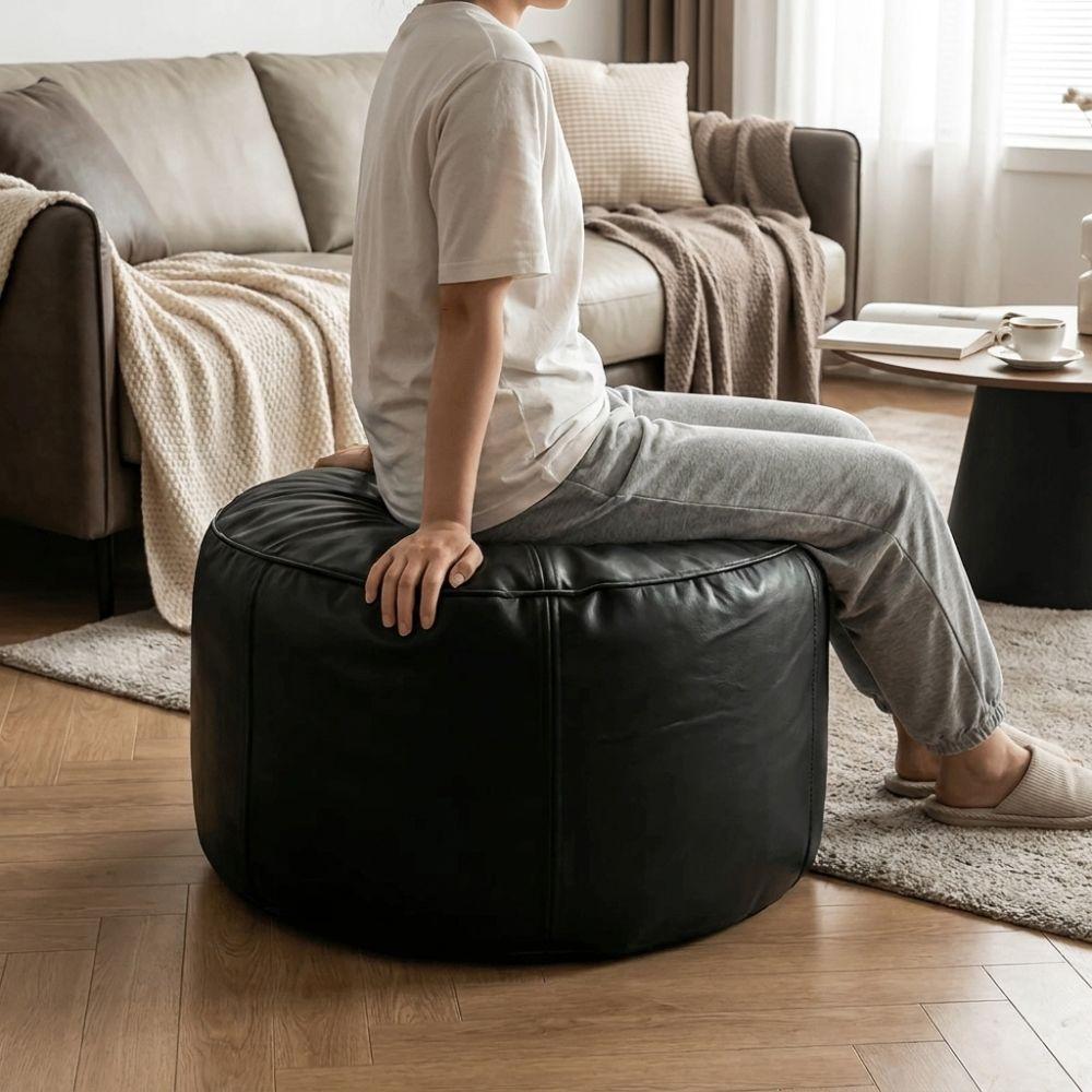 Unstuffed Bean Bag Cover Large Capacity Pouf Cover Non-Slip Sofa Footstool Cover Corner