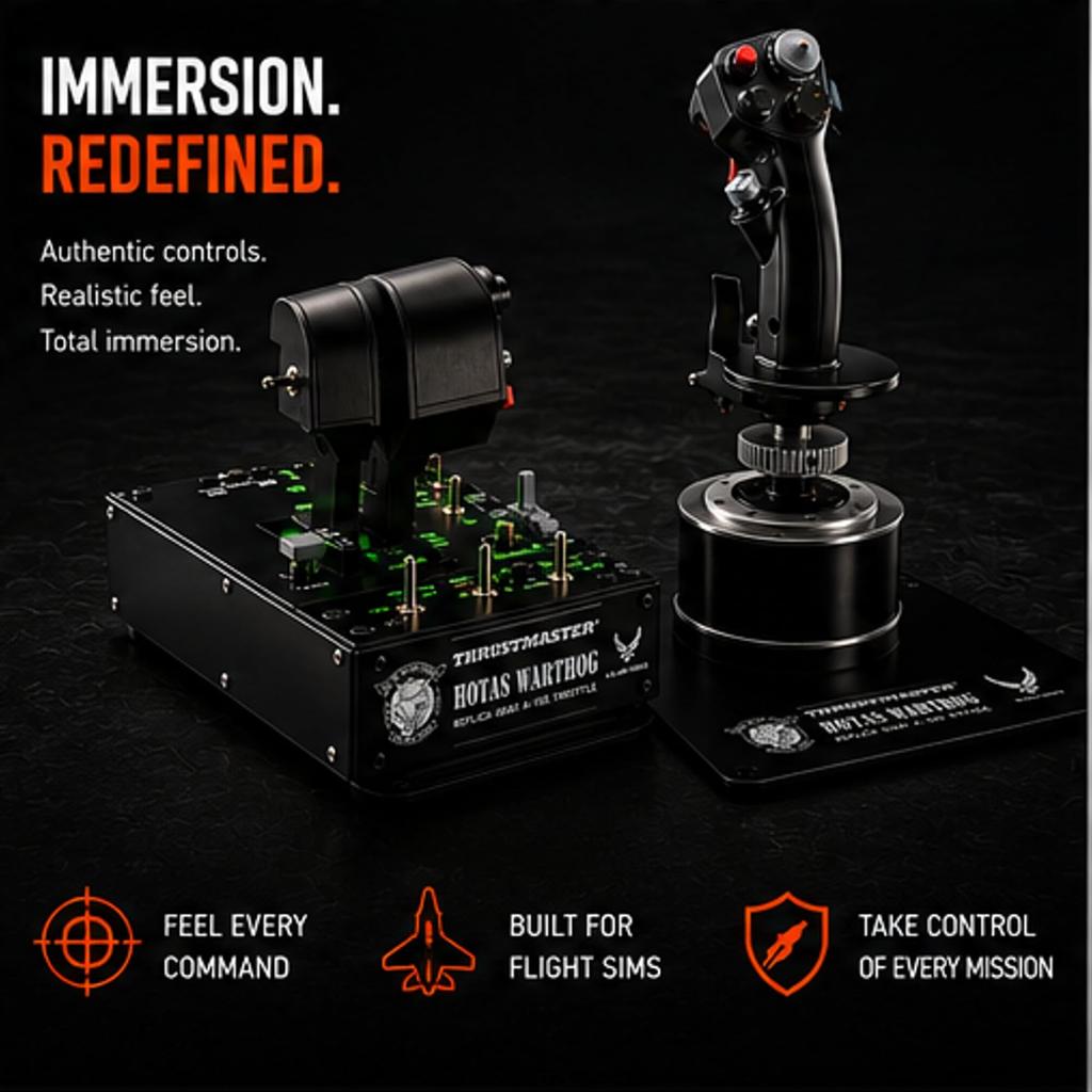 Hotas Warthog Dual Throttle Control Sticks for PC with HEART HallEffect AccuRate Technology Thrustmaster - &