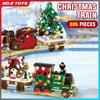 Christmas Train Building Blocks DIY Bricks Toys Santa Claus Sleigh Carriage Christmas Tree Assembly Model Blocks Kids Xmas Gifts