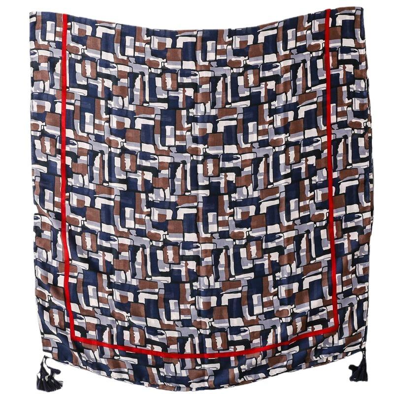 Rectangular Shawl Scarf, Trendy Printed Beach Scarf, Fashionable Sunshade Scarf, Outdoor Soft Large Handkerchief, All Season Warm Tassel Scarf