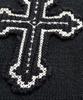 SK8ER ROCK Cross Charm Patchwork Beanie ((Black))