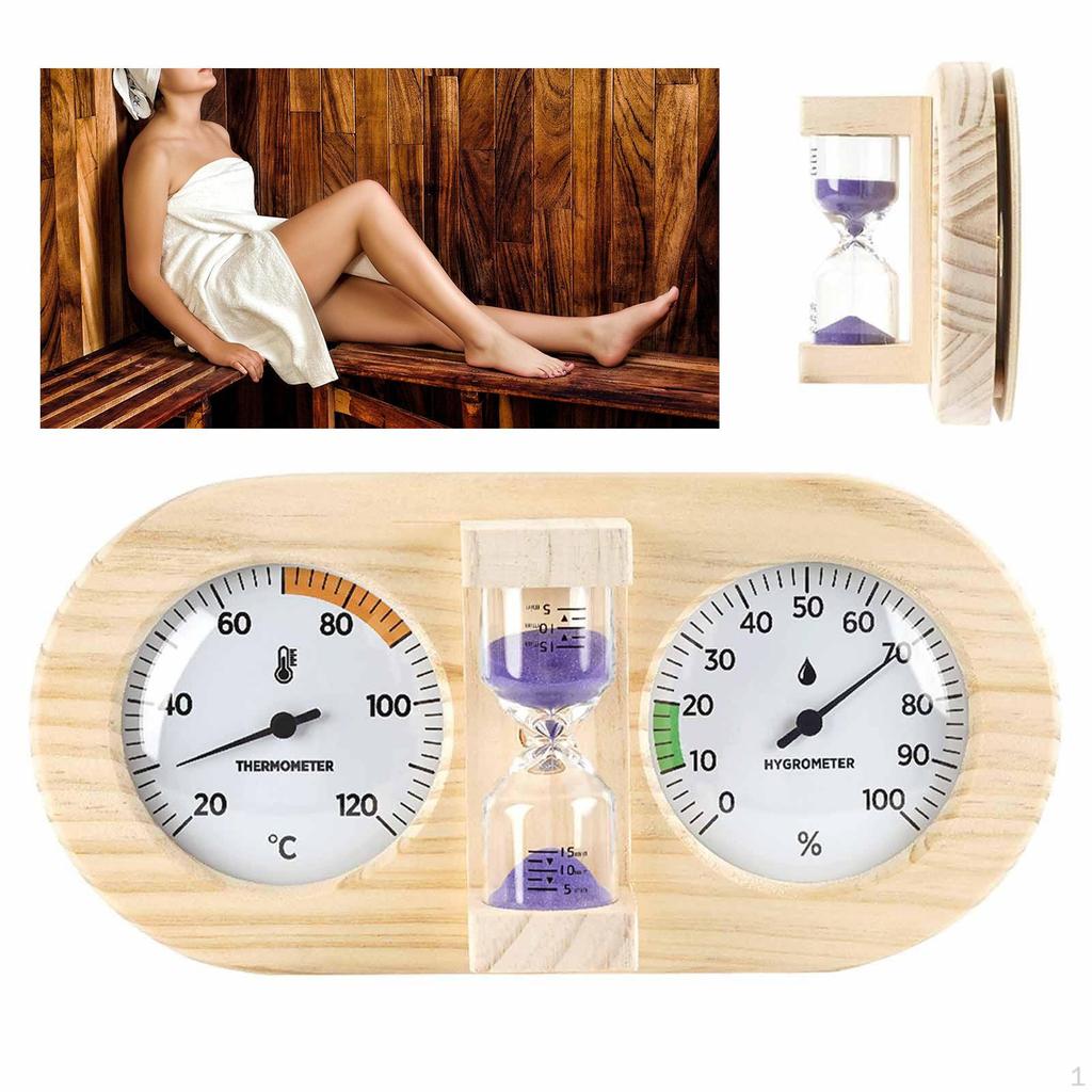 Sauna Thermometer Hygrometer and Timer 3 In 1 Hygrothermograph Temperature Humidity Gauge for SPA