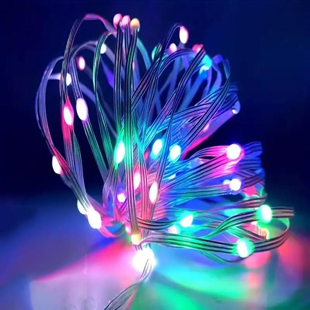 Girlanda świetlna LED – 150 diod LED, 8 trybów błyskania, wielokolorowa, na miedzianym drucie, do okna, ściany, ogrodu, na Diwali, Boże Narodzenie, wesele i dekoracji domu
