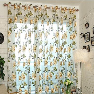 Romantischer floraler Tüll Voile Türfenstervorhang Drapierung Dekorative Paneele Transparenter Schal Volants