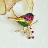 Enamel Colorful Bird Faux Brooch Bird Alloy Crystal Branch Lapel Pin Sweater