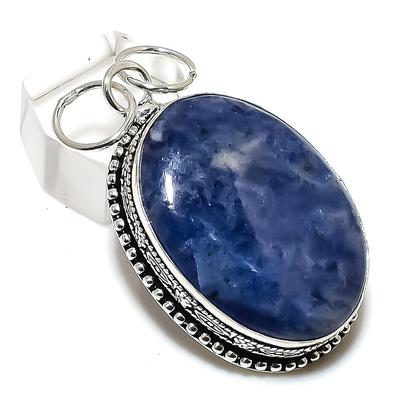 Natural Sodalite Gemstone 925 Sterling Silver Jewelry Pendant 2.09" I6f48