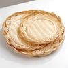 Scalloped Edge Woven Bamboo Tray Round Fruit Snack Serving Tray Bamboo Woven Basket  Fruit Serving