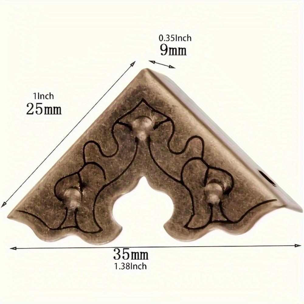 20Pcs Antique Furniture Accessories Metal Corner Protector Metal Crafts Jewelry Box Edge Safety Guard Cover Wooden Box Decorative Corner Protector