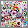 50PCS Halloween Horror Eyeball Stickers: Waterproof, Creative Cartoons for Glass, Computers, and Suitcases