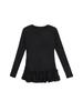 Women's Ballet Style Long Sleeve Lace Hem T-Shirt for Autumn/Winter - Chic Slim Fit Base Layer Top