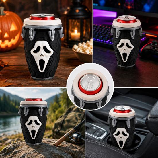 Creative Halloween Gift 3D Printed Scream Can Cup Holder, Ghost Face Drink Holder Figurine, Spooky Desktop Ornament for Holiday Home Party Decor