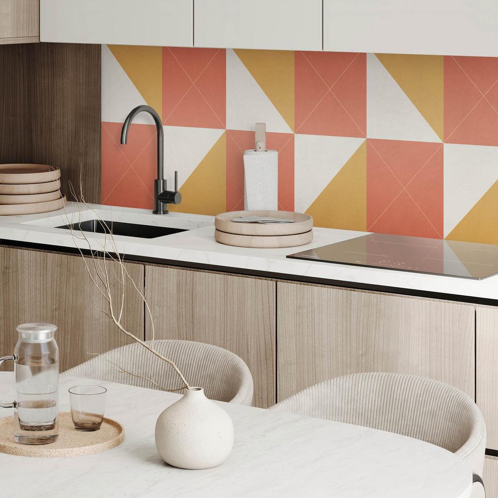 Panel Winylowy Z Wzorem Do Salonu Samoprzylepny 100X50 Cm Geometria W Ciepłych Tonach