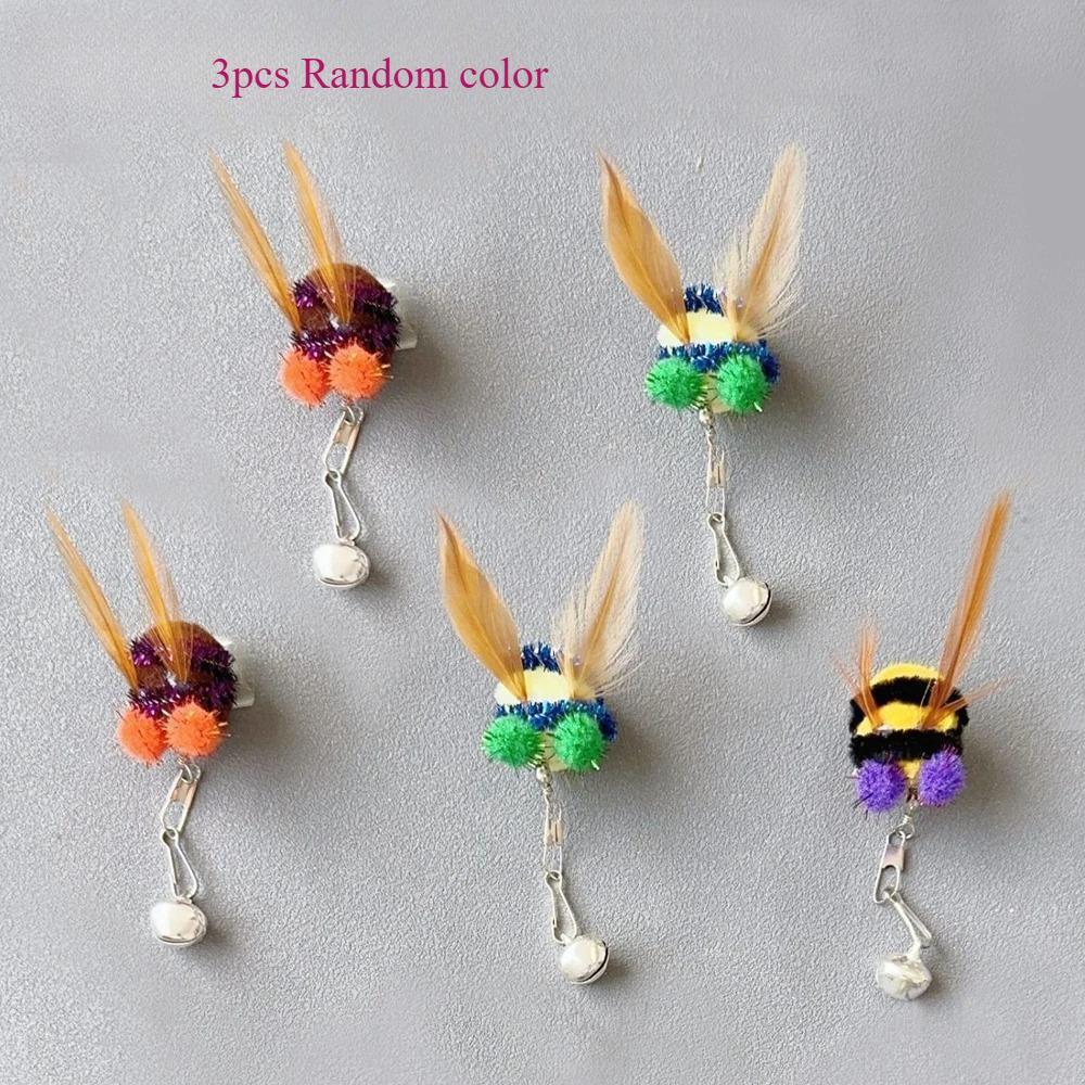 

5pcs Artificial Bee Replacement Head Honeybee Cat Toy Accessories Funny Teaser Stick Interactive Wand Pet Toy