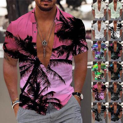Herren-Hawaii-Hemd, lustiges Kurzarm-Hemd mit Knöpfen, tropisches Urlaubs-Strandhemd
