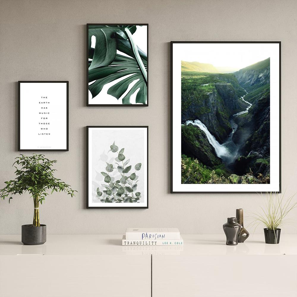 Green Leaf Plant Canvas Painting Botanical Nordic Wall Art Poster and Print Scandinavian Decoration Picture Artwork Home Decor No Frame