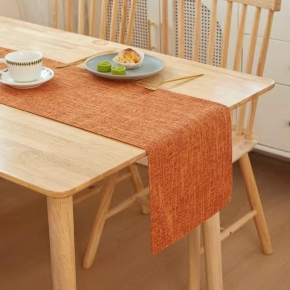 Linen Table Cloth Solid Color Dining Tables Decor Simple Table Runner