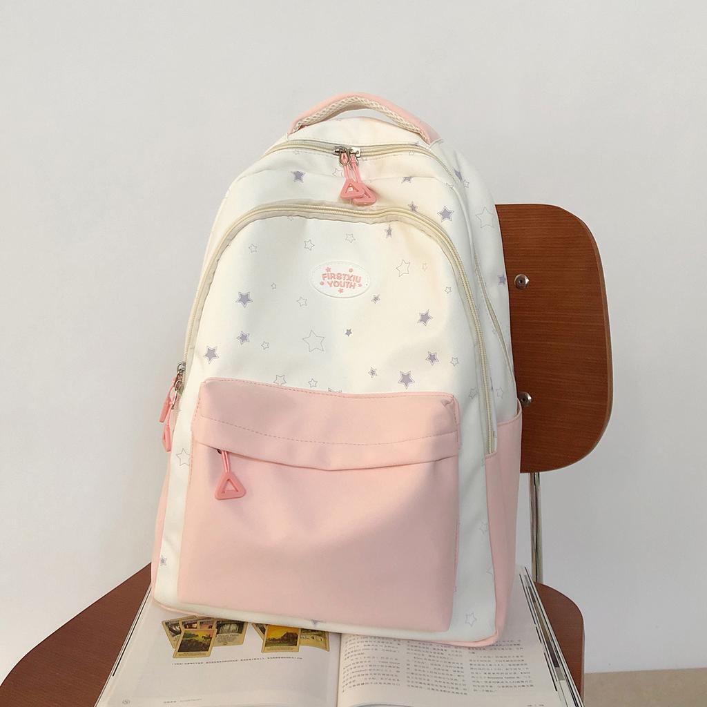 School Bag, Cute Star for Junior High and College Students, Fresh Large-capacity Backpack, Stylish and Stylish Versatile Backpack