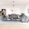 Vidaxl 3-Cz. Living Room Set, Light Grey, Upholstered In Fabric