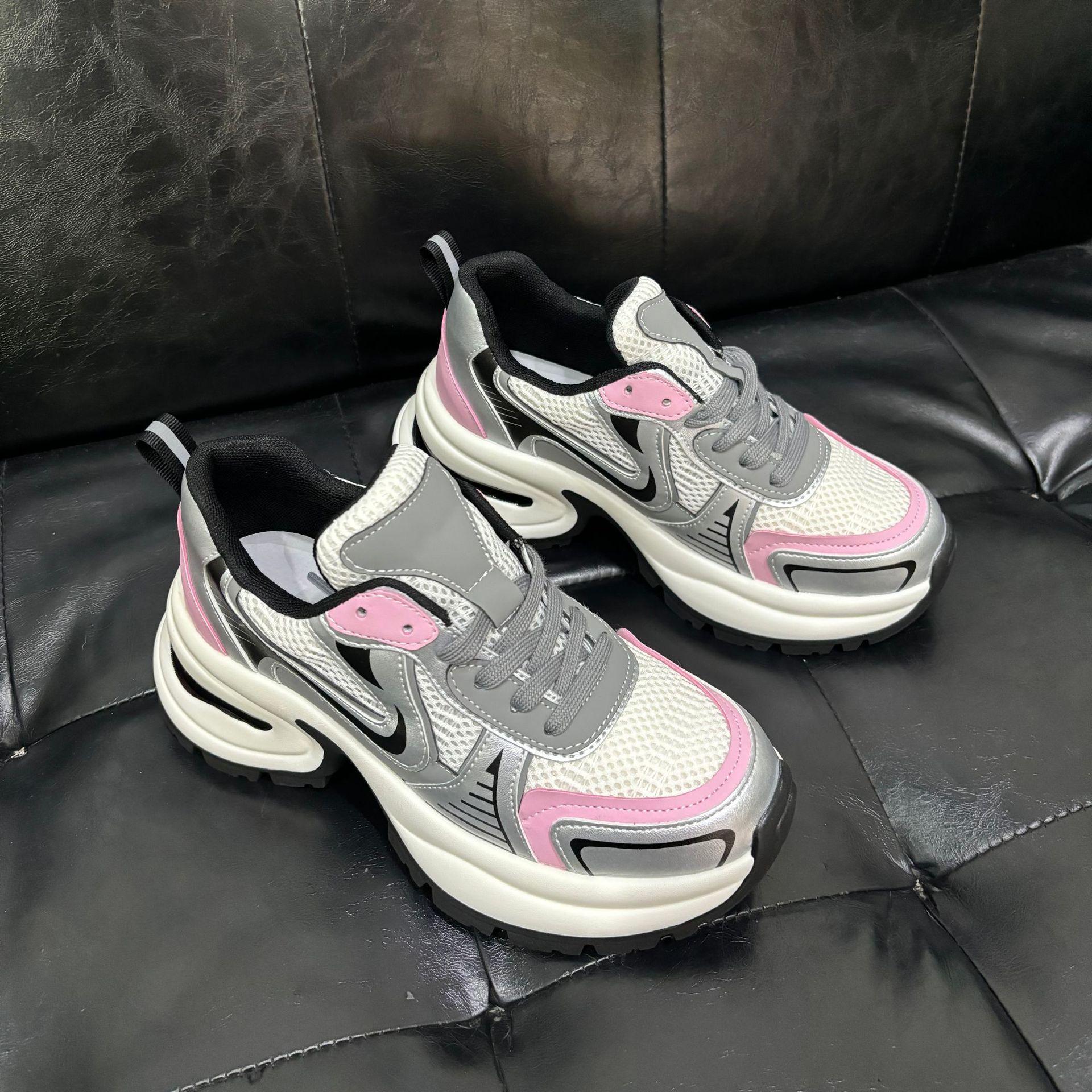 

Кроссовки на серебряной платформе Zhao Ruth сетка натуральная мягкая кожа на шнуровке женские весенние повседневные туфли 40 розовый