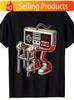 Unisexs and Boys Vintage Game Pattern TShirtFun Old Video Game Design Black Casual TShirt with Sneakers and Cable Details Local