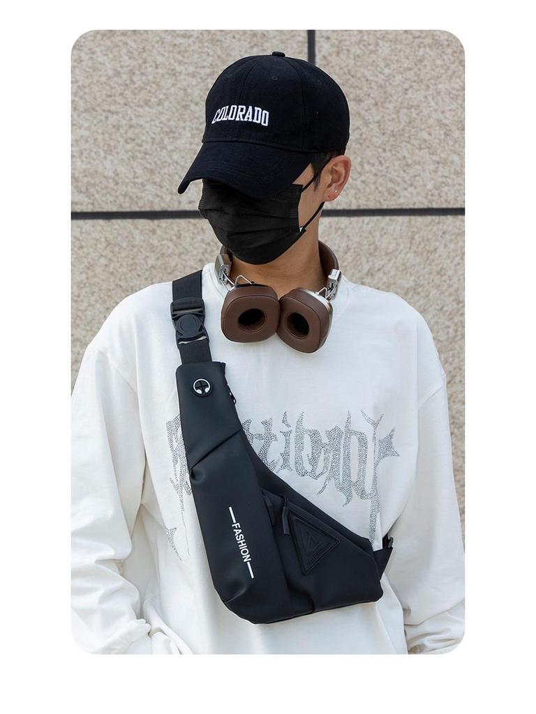 Men's Cross-Body Chest Bag: New Style, Water-Repellent, Travel-Ready, Multifunctional, Single-Shoulder Backpack.