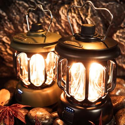 Wiederaufladbare Vintage-Laterne, LED-Metall-Hängelaterne, Tischlampe für Indoor-Outdoor-Camping