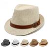 Straw Woven Sun Hat Vacation Jazz Hat Short Brim Men and Women Beach Hat Belt Buckle Top Hat Trendy Cool Hat