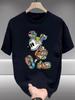 Disney Licensed Mickey Mouse Graphic T-shirt - Black Casual Short Sleeve Summer Tee with Colorful Cartoon Print