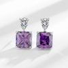 Trendy Light Luxury Purple Zircon Square Stud Earrings for Women