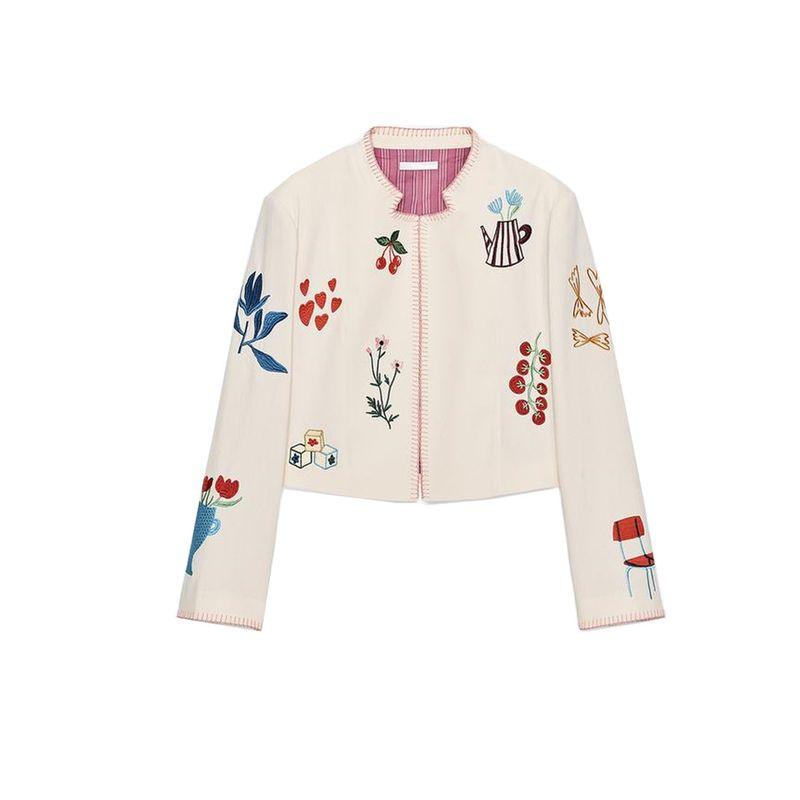 Autumn New Women's Clothing Fashion Minimalist Color Contrast Patchwork Embroider Fashion Round Neck Long Sleeves Outwear 4786206