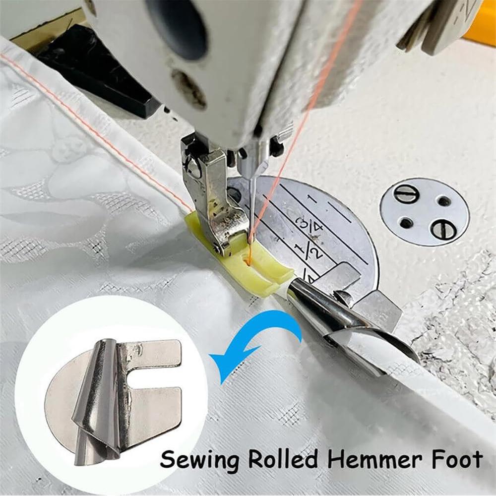 6Pcs 3mm-8mm Sewing Rolled Hemmer Foot Home Industrial Curved Scroll Hemmer Foot