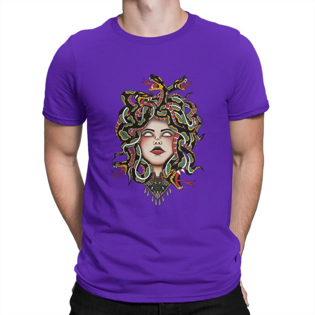 Medusa Old School Fitted Scoop Men T Shirts Medusa Funny Tees Short Sleeve O Neck T-Shirt Cotton Gift Idea Tops