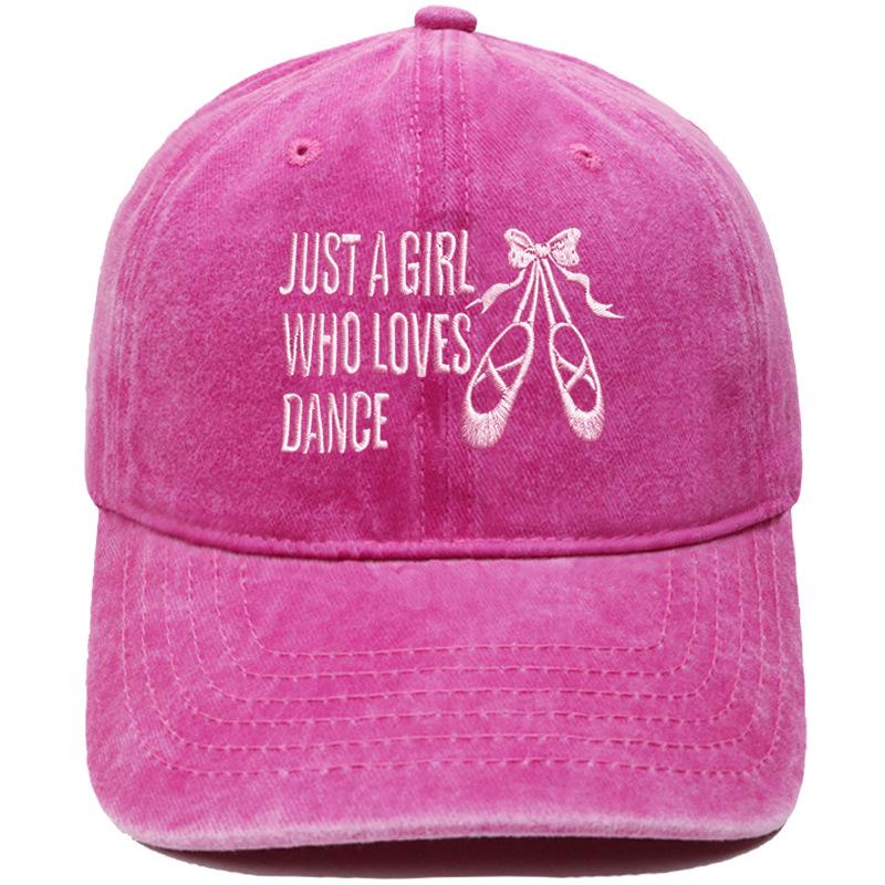 Bow Dance Shoes Letter Embroidery Baseball Cap Washed Retro Dad Hat Men's and Women's Casual Versatile Sun Hat