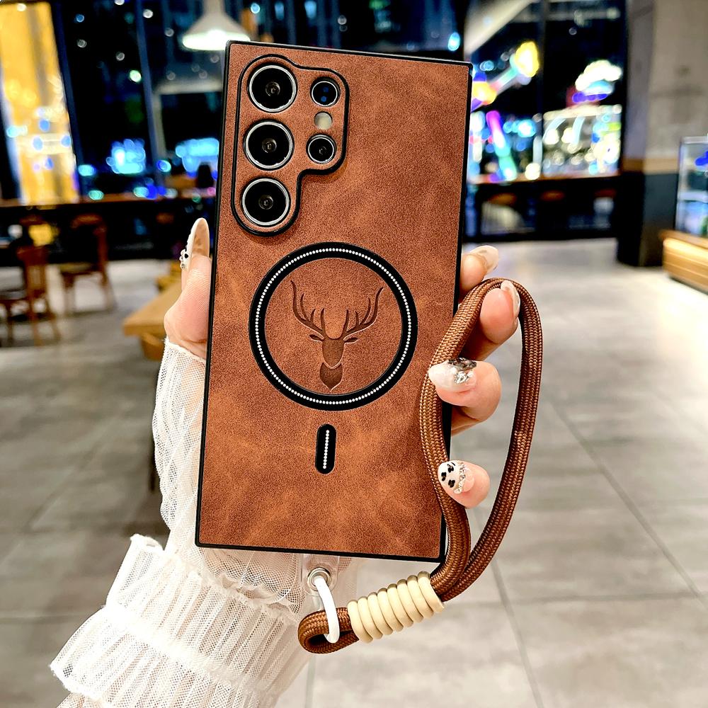 

Чехол-ремешок из искусственной кожи Retra для Samsung Galaxy S25 S24 S23 S22 S21 Ultra Plus FE S25Ultra с поддержкой беспроводной зарядки MagSafe Samsung S25 Ultra