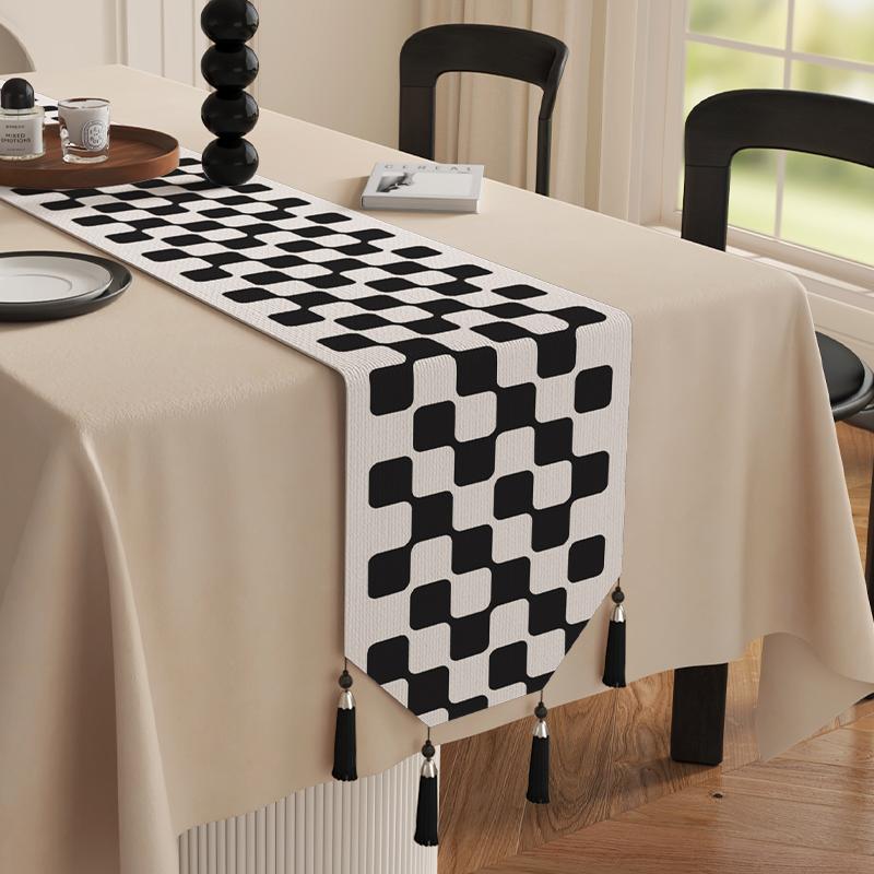 Cotton And Linen Tea Table Mat Tassel Lace Cover Chinese Traditional Table Runner Home Decor TV Cabinet Table Runners