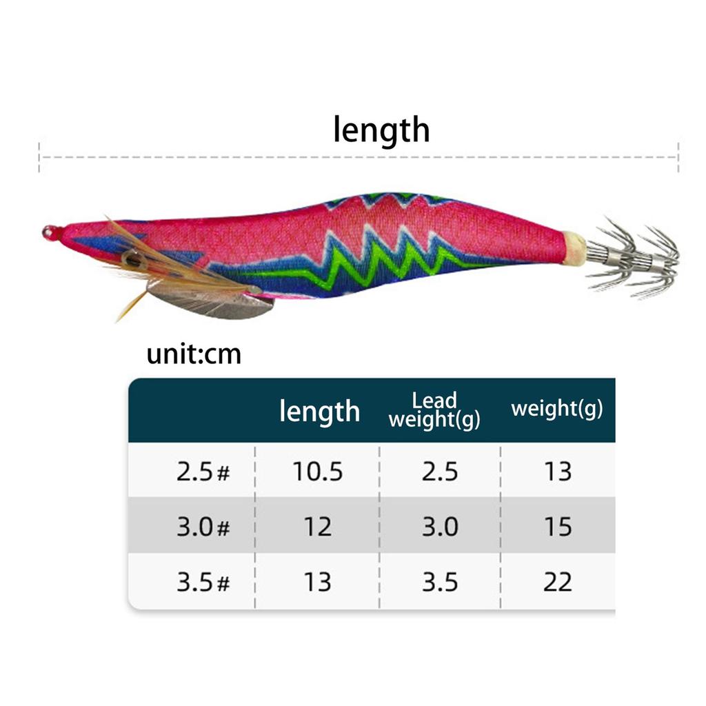 10x Fishing Lures Set Fishing Hooks Squid Jig Lures Luminous Lures for Saltwater