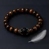 Men'S Stylish Natural Stone Bracelet Vintage Crown Symbol Of Power Hematite Beads Gift For Friends Natural Tiger Eye Beads