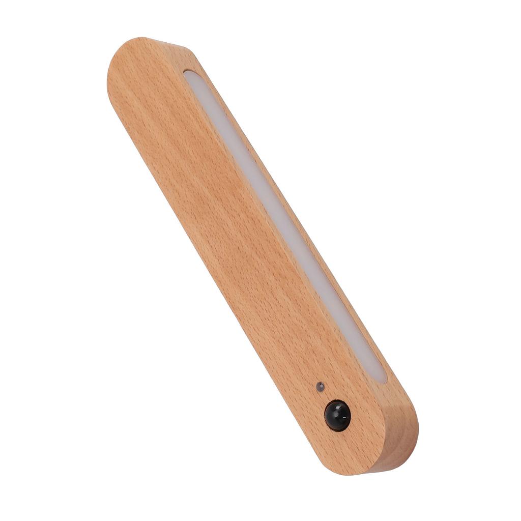 Motion Sensor Light Wooden Wall Mounted Rechargeable Portable LED Night Light for Bedroom Hallway Under Cabinet