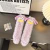 Chaussettes montantes drôles de dessin animé Chaussettes en polaire corail pelucheux Chaussettes pelucheuses Kawaii Fille