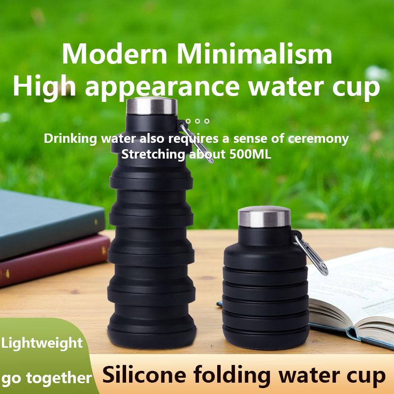 Silicone Folding Water Cup 500ml - Large Capacity Sports Outdoor Kettle