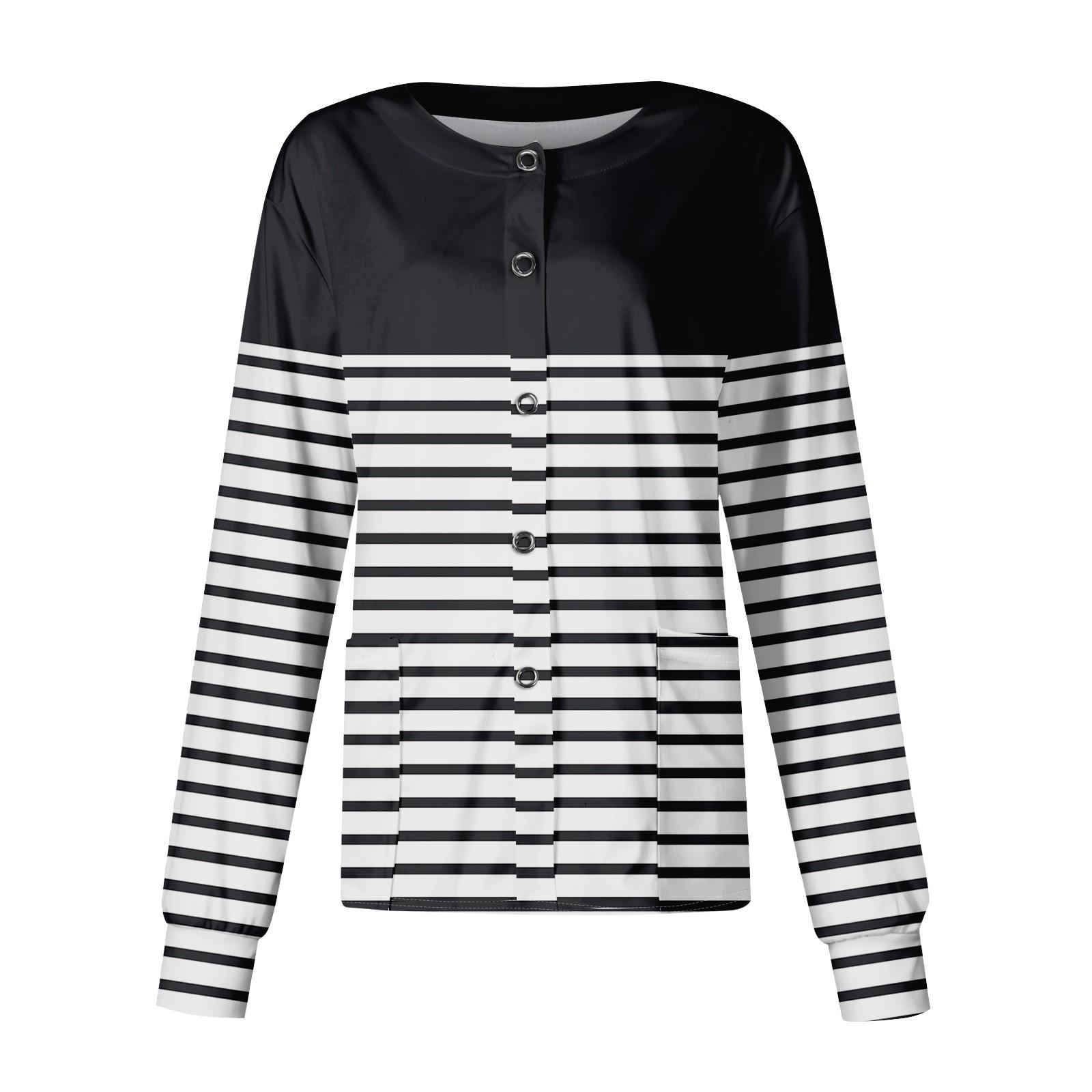 

Женский повседневный однобортный однобортный кардиган с длинным рукавом и принтом, рабочая одежда, топ XXL белый